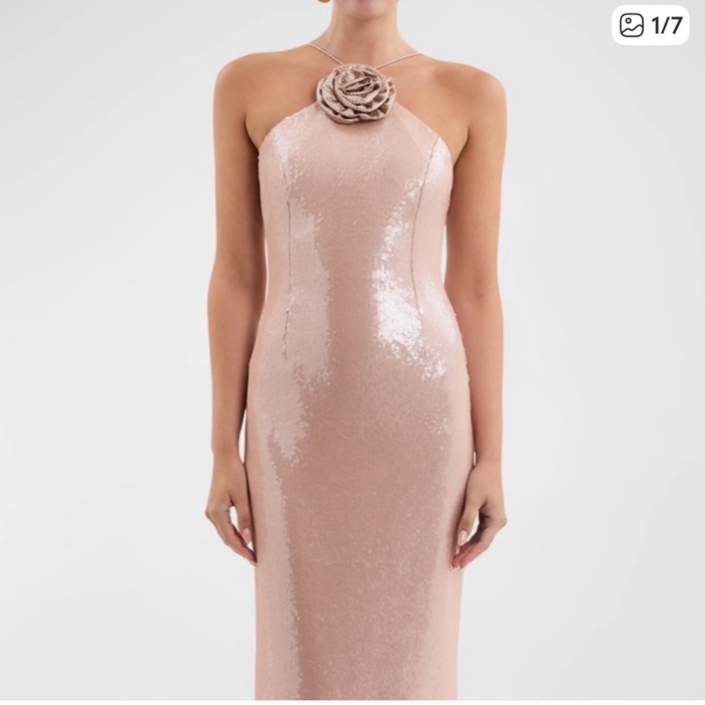 Rebecca Vallance Blush Sequin Strapless Gown - Picture 3 of 6